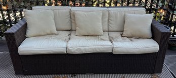 Outdoor Sofa With Two Matching Chairs And Umbrella, 4 Piece Set