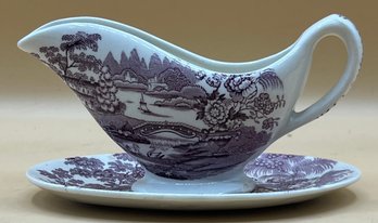 Royal Staffordshire Tonquin Plum Individual Gravy Boat With Underplate