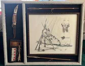 Cat Deuter 1983 A Warriors Rest 197/250 Native American Shadowbox Mural