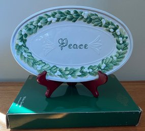 Fitz & Floyd Winter Garden Peace Sentiment Tray With Box