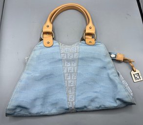 Fendi Vintage Blue Logo Hand Bag