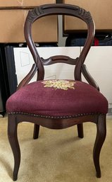 American Eastlake Victorian Carved Mahogany Needlepoint Chair