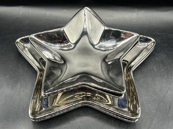Pottery Barn Silver Star Shaped Dishes - 4 Pieces