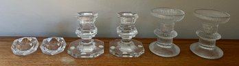 Glass Candlestick Holders - 6 Pieces