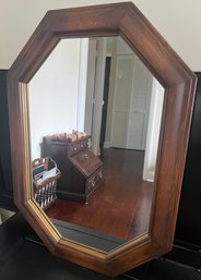 Wood Frame Octagon Wall Hanging Mirror