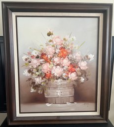 Bossy Signed Floral Arrangement Framed Painting On Canvas