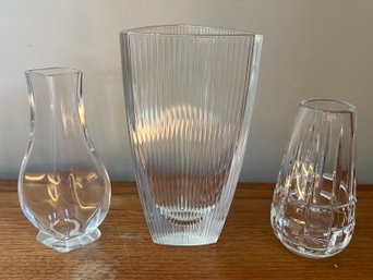 Baccarat Crystal Lilas, Tiffany & Co Pinstripe Vase & Waterford Crystal Vase - 3 Pieces