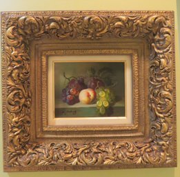 Signed Fruit Still Life Oil Painting On Canvas Framed With Certificate Of Authenticity