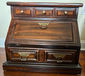 Table Top Wood Slant Front Secretary Cabinet