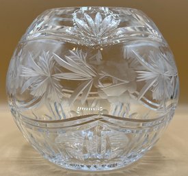 Etched Crystal Sphere Vase