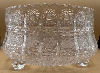 Bohemian/Czech Large Footed 'Queen's Lace' Art Crystal Centerpiece