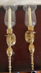 Brass Candlestick Wall Sconces- Pair