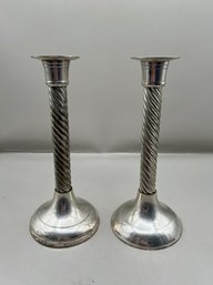 International Silver Co Silver Plated Candle Stick Holders, 2 Pieces