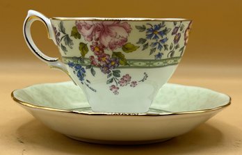Royal Albert Green 'HARTINGTON' Vintage Teacup And Saucer Set Made In ENGLAND