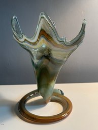 Murano Style Hand Blown Glass Vase