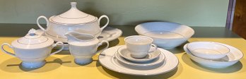 Fashion Manor Fine China White Lace Dinnerware - 111 Pieces