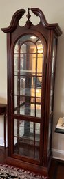 Mahogany Finish Lighted Curio Cabinet