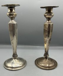 Pair Sterling Candle Sticks, Lot Of 2