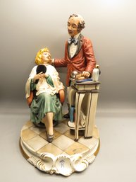 Capodimonte Porcelain Woman At Beauty Parlor Figurine - Made In Italy