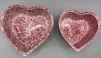 Coche Stoneware Red Heart Shaped Oven Safe Baking Dish Made In Portugal Set Of 2