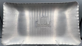 Aluminum Serving Tray With Engraved NORGE Ship