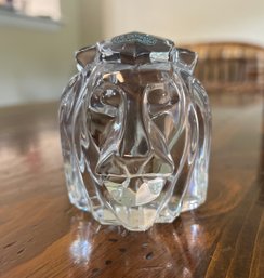 J.G. Durand France Crystal Lions Head Paperweight