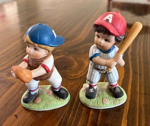 HOMCO Bisque Porcelain Baseball Figurines- 2 Pieces