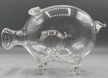 Hand Blown Glass Lampwork Pig Inside Pig