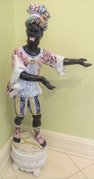 Antique Majolica Figural Woman Blackamoor Statue/ 2-pieces