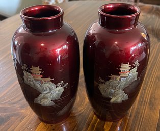 Misuni Royal Lacquerware Hand Painted Vases- 2 Pieces