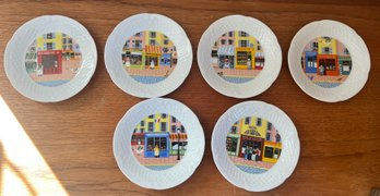 Limoges France Philippe Deshoulleres Lourioux France Store Front Dishes - 6 Pieces