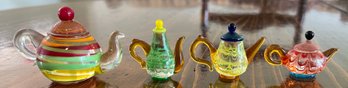 Lenox Miniature Blown Glass Teapots- 4 Pieces