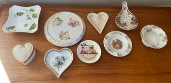 Vintage Porcelain Trinket Dishes - 9 Pieces