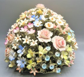 Capodimonte Porcelain Micro Flowers Decorated By Hand In The Shape Of A Bowl - Made In Italy