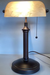 Oil Rubbed Bronze Bankers Lamp With Pull Chain 15 In