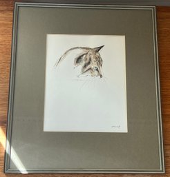 Halit Artist Signed Cat Drawing Framed