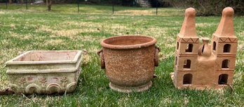 Terracotta Planters & Candle Holder - 3 Pieces