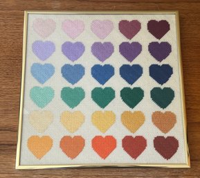 Vintage Heart Needlepoints Framed