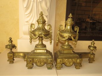 Louis XVI Style Brass Chenets/Andirons - Set Of 2