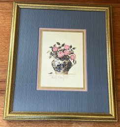 Sandy L. Clough Artist Signed Blue Delft Vase Print Framed