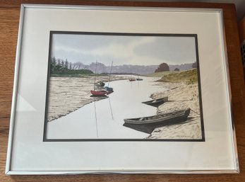 John A Stewart Oyster River Watercolor Print Framed