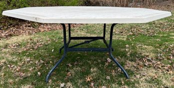 Hexagon Fiberglass Top Patio Table