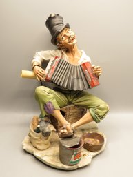 Capodimonte Porcelain Musician Accordion Player - Made In Italy
