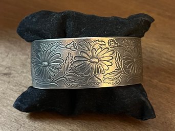 Salisbury Pewter September Aster Birthday Flower Adjustable Cuff Bracelet