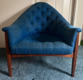 Thayer Coggin Bekins Tufted Blue Armchair