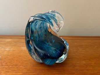 Anchor Bend Glassworks Ocean Blue Glass Wave Figurine