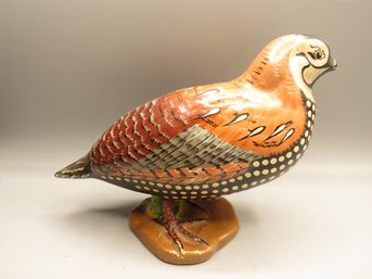 Pottery Hand Painted Quail Figurine /S. 6201 Made In Italy
