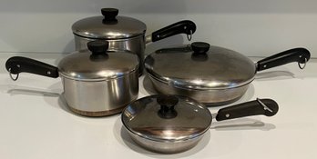 Revere Ware Pots And Pans With Lids - 4 Piece Lot
