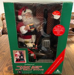 Holiday Creations Animated Holiday Scene Santa With Potbelly Stove