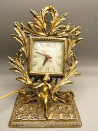 Vintage Guild Crest Telechron Electric Movement Cherub Alarm Clock